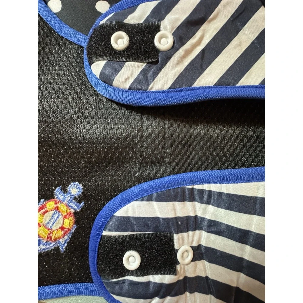 Navy Blue and White Striped Nautical SMALL Dog Outfit Leash Reflective Snaps XL